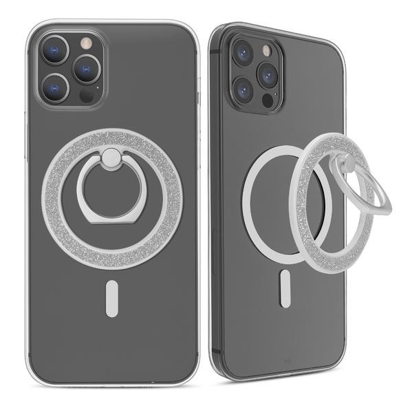 MagSafe Phone grip Holder Kickstand Phone Grip Finger Ring Grip White Glitter - Picture 4 of 7